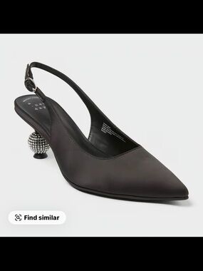 A New Day Black Pointed Slingback Pump with Embellished Sphere Heel
